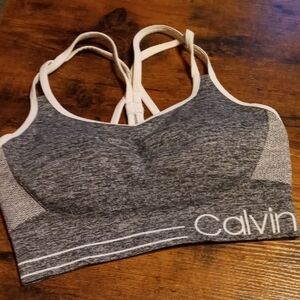 Calvin Klein Performance sz Small Grey & White Padded Wirefree sports Bra